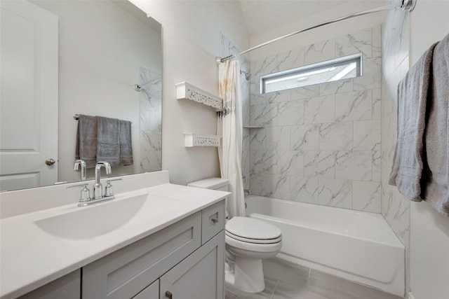 full bathroom featuring vanity, toilet, and shower / bath combo with shower curtain