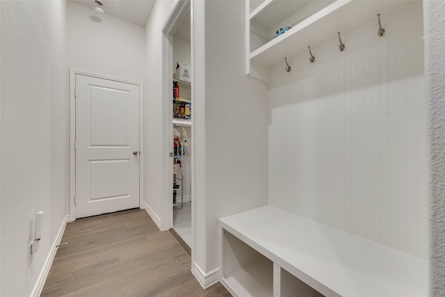 mudroom with light wood-type flooring