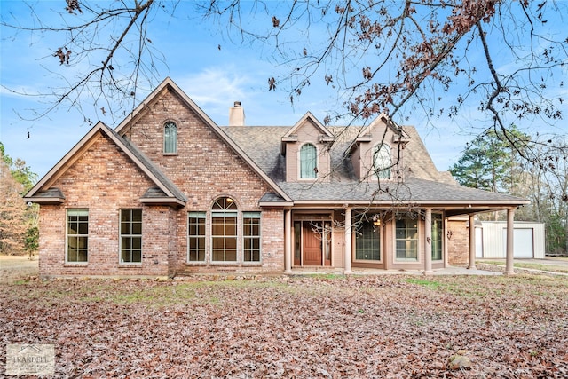 view of front of home with a garage and covered porch