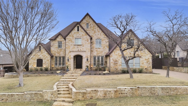 view of front facade featuring a front lawn