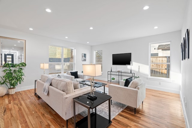 living room featuring light hardwood / wood-style flooring