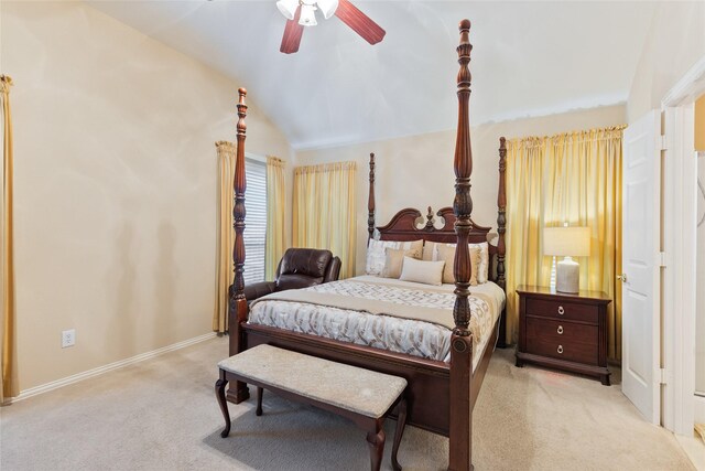 108 Red Cloud Dr, Greenville, TX 75402 - bedroom featuring carpet floors, a ceiling fan, baseboards, and lofted ceiling