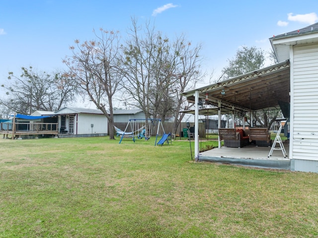 view of yard with a playground