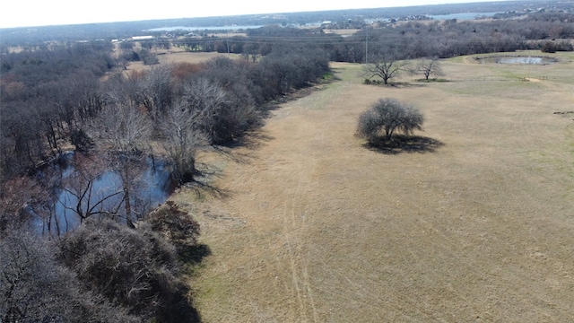 bird's eye view with a rural view and a water view