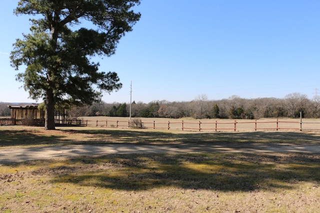 view of yard with a rural view