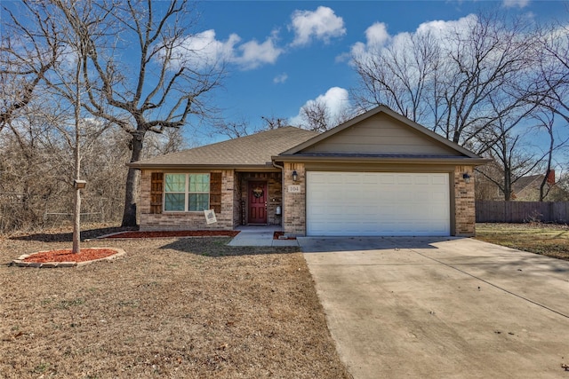 single story home with a garage