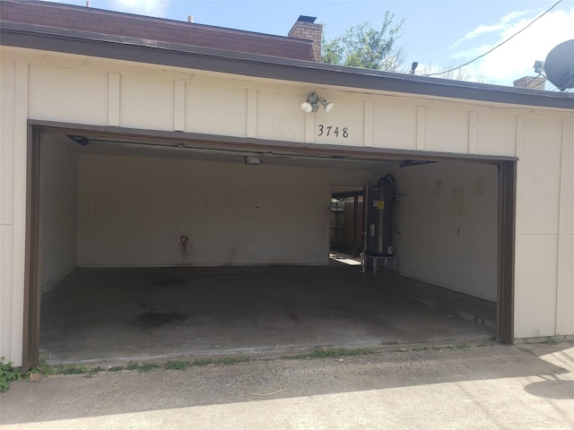 garage with electric water heater