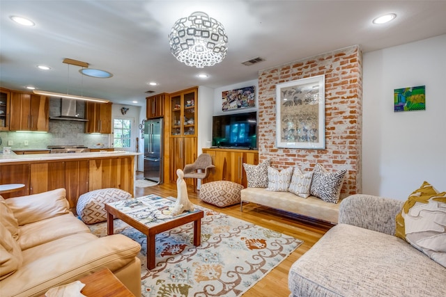 living room featuring light hardwood / wood-style floors