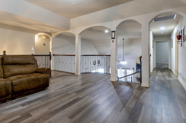 sitting room with hardwood / wood-style floors