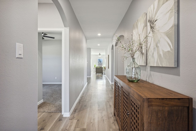 corridor featuring light hardwood / wood-style flooring