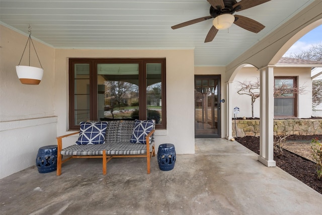 view of patio / terrace featuring ceiling fan