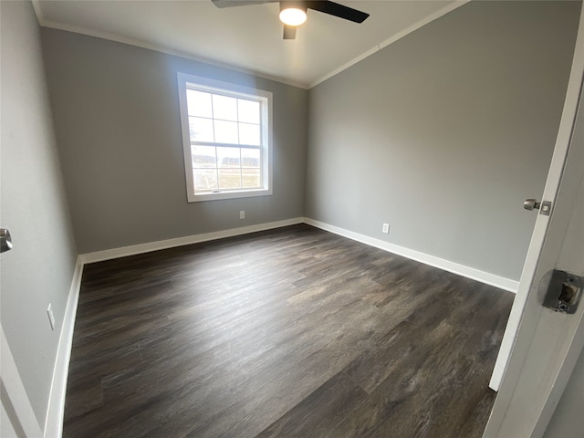 207 County Road 2005, Corsicana, TX 75110 - unfurnished room featuring dark wood-type flooring, crown molding, and ceiling fan