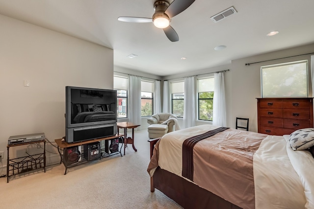 2123 Albany St, Dallas, TX 75201 - bedroom featuring ceiling fan and light carpet