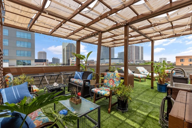 2123 Albany St, Dallas, TX 75201 - exterior space featuring a pergola and outdoor lounge area