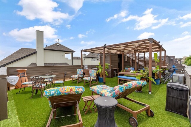 2123 Albany St, Dallas, TX 75201 - exterior space with an outdoor living space and a pergola