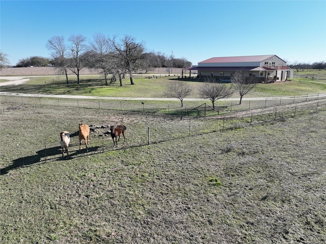 view of yard with a rural view