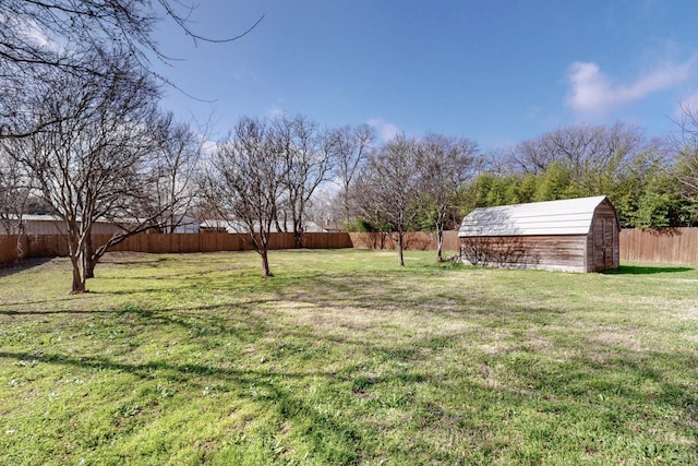 view of yard with a shed