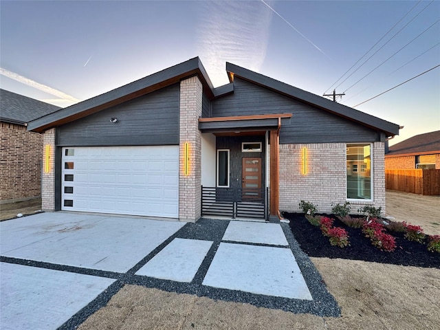 modern home featuring a garage