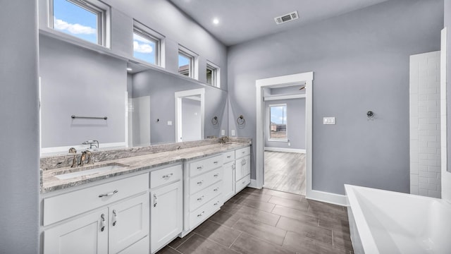 114 N Star Crossing Ln, Weatherford, TX 76088 - full bath with baseboards, a wealth of natural light, visible vents, and a sink