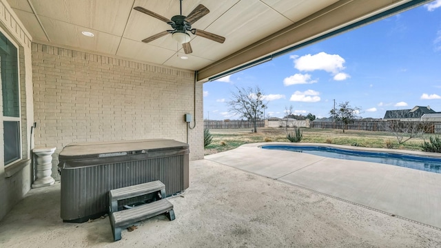 114 N Star Crossing Ln, Weatherford, TX 76088 - view of patio / terrace with a ceiling fan, an outdoor pool, and a fenced backyard