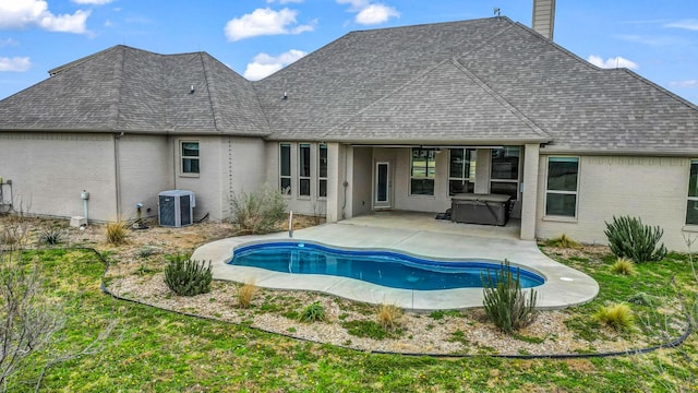 114 N Star Crossing Ln, Weatherford, TX 76088 - rear view of property with brick siding, roof with shingles, a chimney, and a patio area