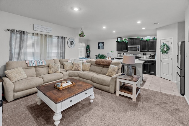 view of tiled living room