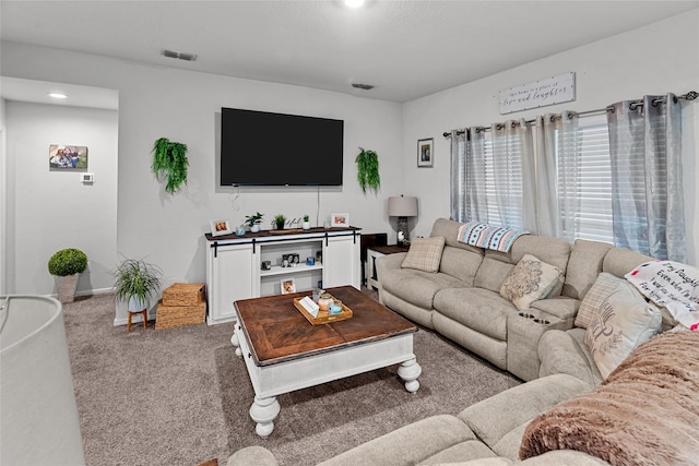 living room featuring carpet flooring