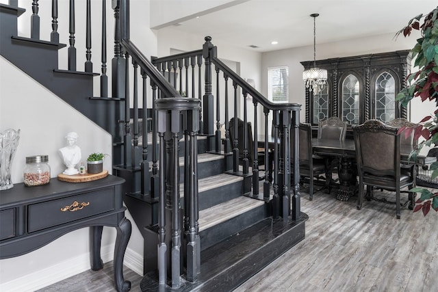 656 Calmwater Ct, Mabank, TX 75143 - stairway with recessed lighting, baseboards, and wood finished floors