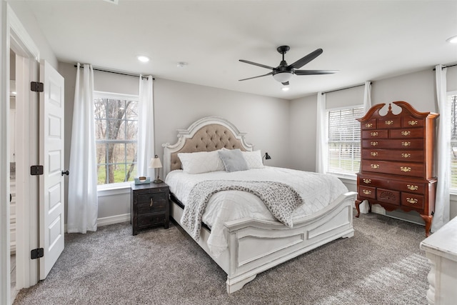 656 Calmwater Ct, Mabank, TX 75143 - carpeted bedroom with recessed lighting, baseboards, and ceiling fan