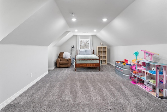 656 Calmwater Ct, Mabank, TX 75143 - carpeted bedroom featuring recessed lighting, baseboards, and vaulted ceiling
