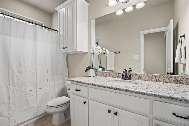 bathroom with tile patterned floors, toilet, and vanity