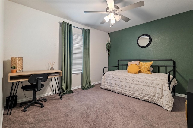 bedroom with carpet floors and ceiling fan