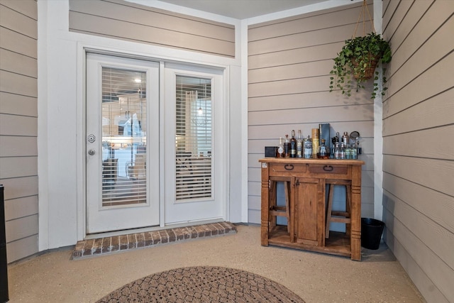 doorway to property featuring french doors