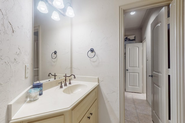 788 Windsong Ln, Rockwall, TX 75032 - bathroom with vanity, tile patterned floors, and a textured wall
