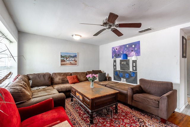 417 Athenia Dr, Fort Worth, TX 76114 - living room featuring hardwood / wood-style flooring and ceiling fan