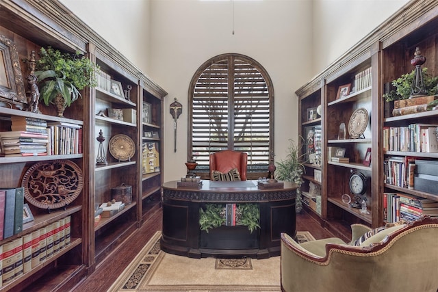 office space featuring dark wood finished floors