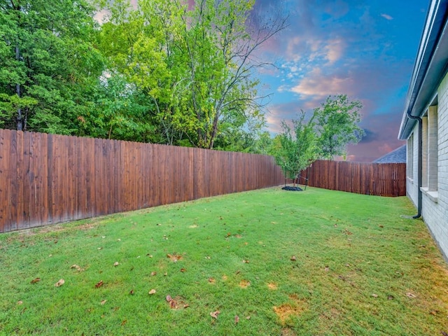 view of yard at dusk