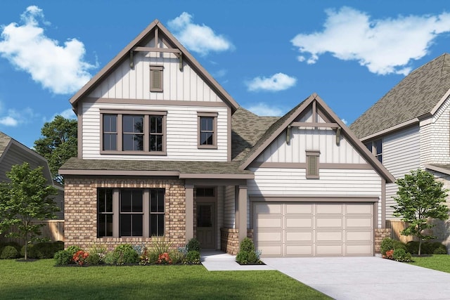 view of front of house featuring a garage and a front yard