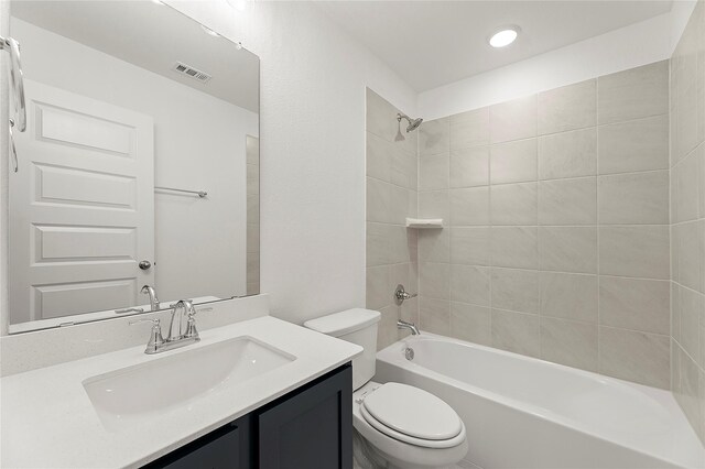 5038 Duck Cove Cir, Royse City, TX 75189 - full bathroom featuring toilet, vanity, washtub / shower combination, and recessed lighting