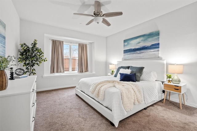 bedroom with carpet and ceiling fan