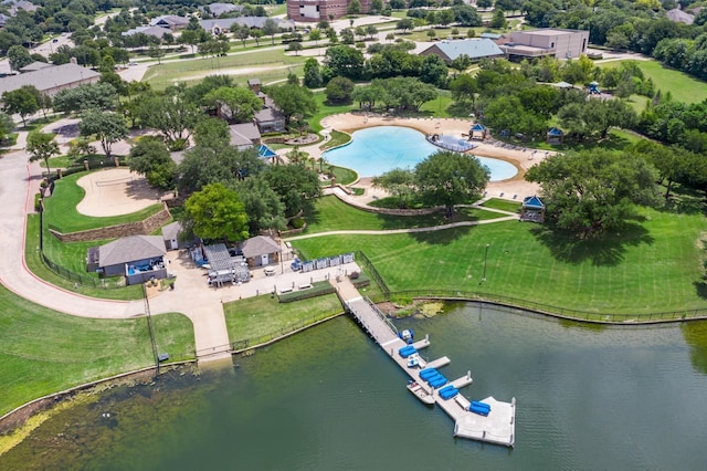 7621 Glenwood Springs Ln, Mckinney, TX 75070 - aerial overview of property's location with a large body of water and a pool area