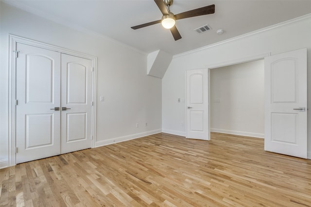 bonus room featuring light wood-type flooring and ceiling fan