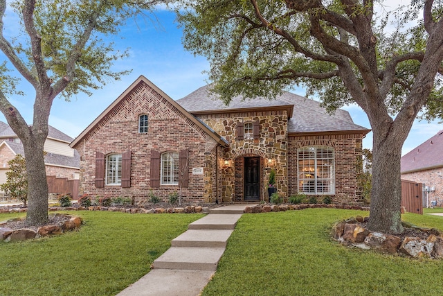 view of front of property featuring a front yard