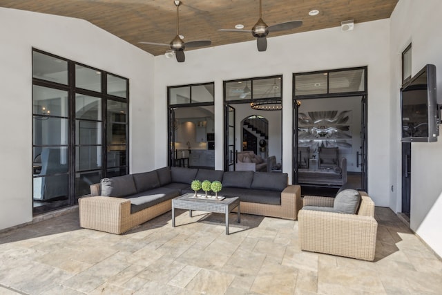 view of patio / terrace with an outdoor hangout area and ceiling fan