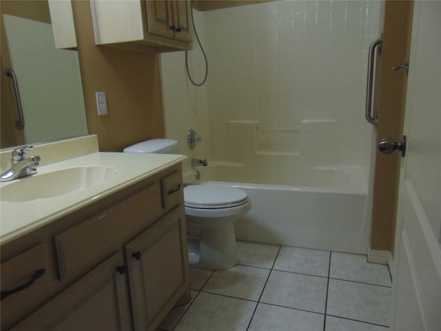 full bathroom with tile patterned floors, toilet, vanity, and tub / shower combination