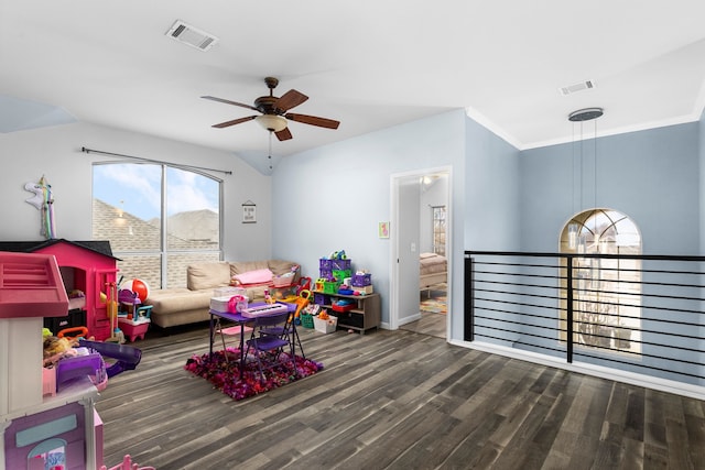 4104 Walnut Creek Ct, Fort Worth, TX 76137 - rec room with ceiling fan and wood finished floors