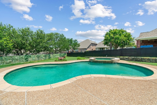 4104 Walnut Creek Ct, Fort Worth, TX 76137 - view of pool featuring a fenced backyard, a pool with connected hot tub, and a patio area