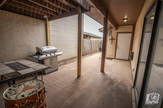 view of patio with area for grilling