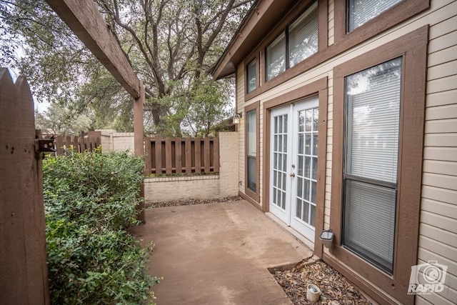 view of patio / terrace featuring french doors