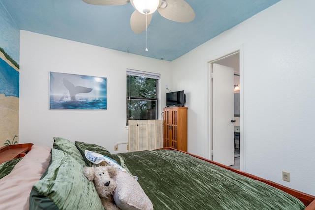 bedroom featuring ceiling fan